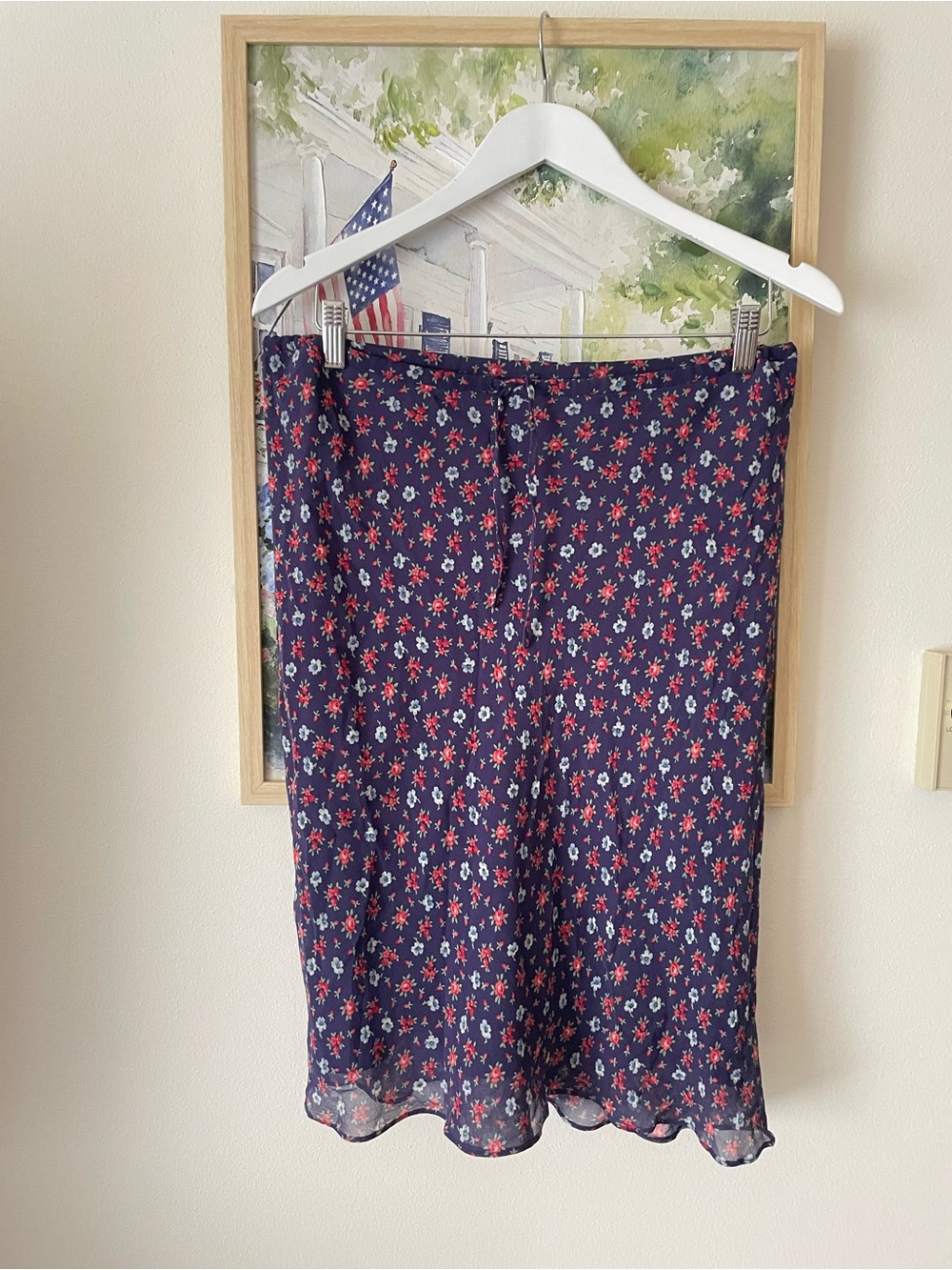 Ralph Lauren 100% Silk Vintage 90s Y2K Ditsy Floral Knee Length Skirt Whimsical